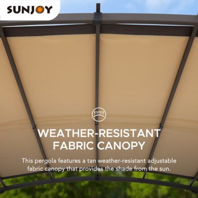 Image showing  9.5 ft. x 11 ft. Steel Arched Pergola with 2-Tone Adjustable Shade