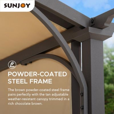 Image showing  9.5 ft. x 11 ft. Steel Arched Pergola with 2-Tone Adjustable Shade