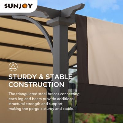 Image showing 5 th Sunjoy 9.5 ft. x 11 ft. Steel Arched Pergola with 2-Tone Adjustable Shade