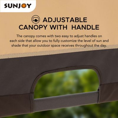 Image showing 6 th Sunjoy 9.5 ft. x 11 ft. Steel Arched Pergola with 2-Tone Adjustable Shade