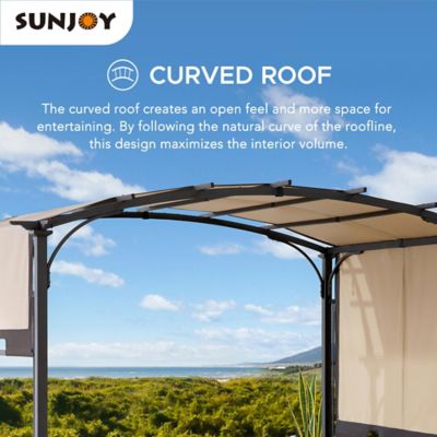 Image showing 7 th Sunjoy 9.5 ft. x 11 ft. Steel Arched Pergola with 2-Tone Adjustable Shade