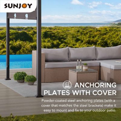Image showing 9 th Sunjoy 9.5 ft. x 11 ft. Steel Arched Pergola with 2-Tone Adjustable Shade