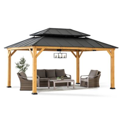 Sunjoy Cedar Framed Gazebo with Steel Hardtop, A102032660/A102032661