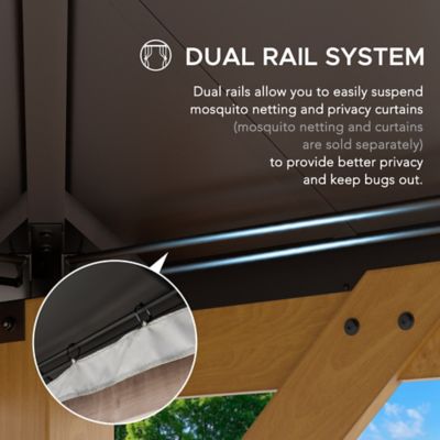 Image showing 5 th Sunjoy 12 x 16ft. Cedar Framed Wood Gazebo, Hardtop Gazebo with with 2-Tier Metal Steel Roof