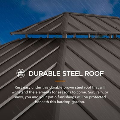 Image showing 7 th Sunjoy 12 x 16ft. Cedar Framed Wood Gazebo, Hardtop Gazebo with with 2-Tier Metal Steel Roof