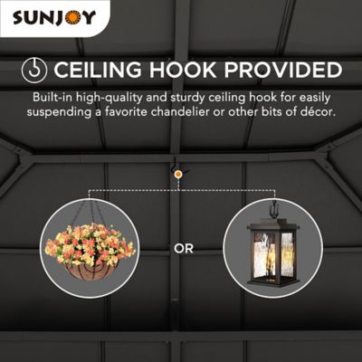 Image showing 6 th Sunjoy 12 x 16ft. Cedar Framed Wood Gazebo, Hardtop Gazebo with with 2-Tier Metal Steel Roof