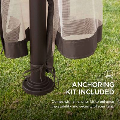 Image showing 8 th Sunjoy 9.5 x 9.5ft. Soft Top Garden Gazebo 2-Tone Steel Top with Mosquito Netting, Beige & Brown Tan/Grey & Black