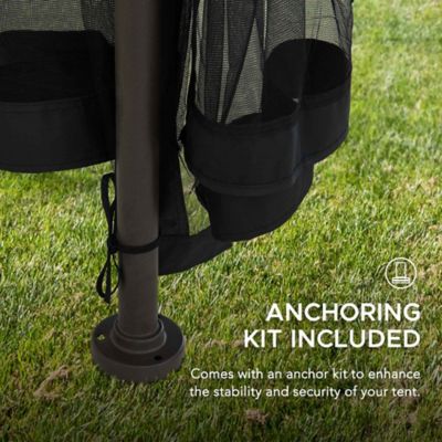 Image showing 7 th Sunjoy 9.5 x 9.5ft. Soft Top Garden Gazebo 2-Tone Steel Top with Mosquito Netting, Beige & Brown Tan/Grey & Black