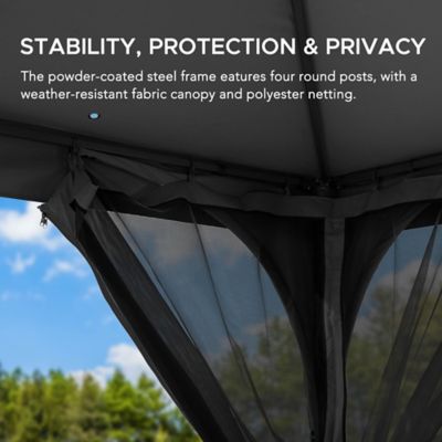 Image showing 7 th Sunjoy 9.5 x 9.5ft. Soft Top Garden Gazebo 2-Tone Steel Top with Mosquito Netting, Beige & Brown Tan/Grey & Black