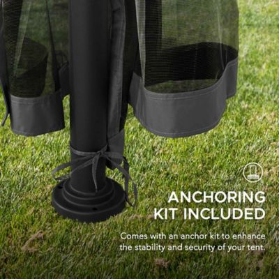 Image showing 8 th Sunjoy 9.5 x 9.5ft. Soft Top Garden Gazebo 2-Tone Steel Top with Mosquito Netting, Beige & Brown Tan/Grey & Black