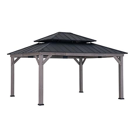 Sunjoy Cedar Framed Gazebo with with Steel Hardtop Roof