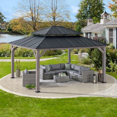 Image showing  Cedar Framed Gazebo with Steel Hardtop Roof