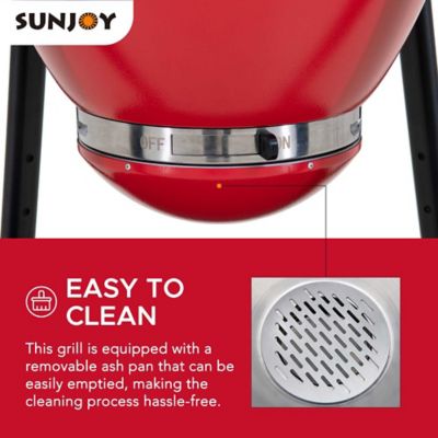 Image showing  Charcoal Kamado Grill with Pizza Stone, 386 sq. in., Red