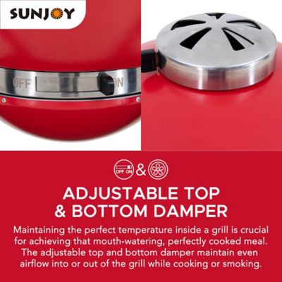 Image showing  Charcoal Kamado Grill with Pizza Stone, 386 sq. in., Red