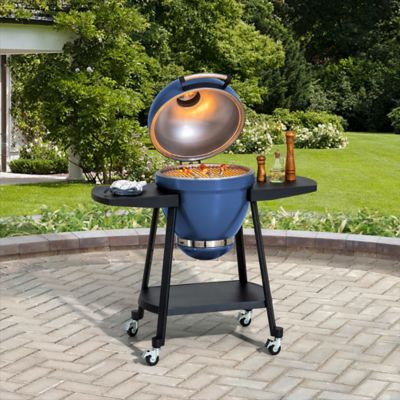 Image showing  Charcoal Kamado Grill with Pizza Stone, 386 sq. in., Navy