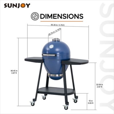 Image showing  Charcoal Kamado Grill with Pizza Stone, 386 sq. in., Navy