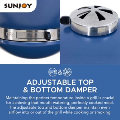 Image showing  Charcoal Kamado Grill with Pizza Stone, 386 sq. in., Navy