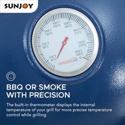 Image showing 5 th Sunjoy Charcoal Kamado Grill with Pizza Stone, 386 sq. in., Navy