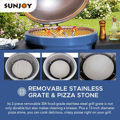 Image showing 6 th Sunjoy Charcoal Kamado Grill with Pizza Stone, 386 sq. in., Navy