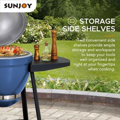 Image showing 8 th Sunjoy Charcoal Kamado Grill with Pizza Stone, 386 sq. in., Navy