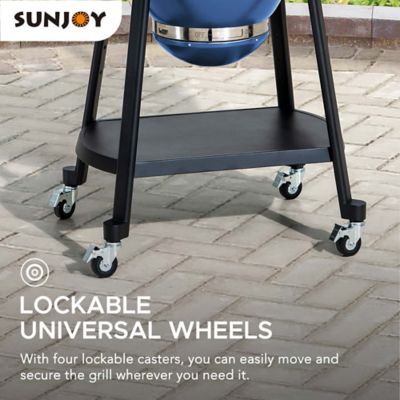 Image showing 9 th Sunjoy Charcoal Kamado Grill with Pizza Stone, 386 sq. in., Navy