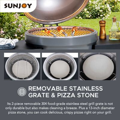 Image showing 5 th Sunjoy Charcoal Kamado Grill with Pizza Stone, 386 sq. in., Gray