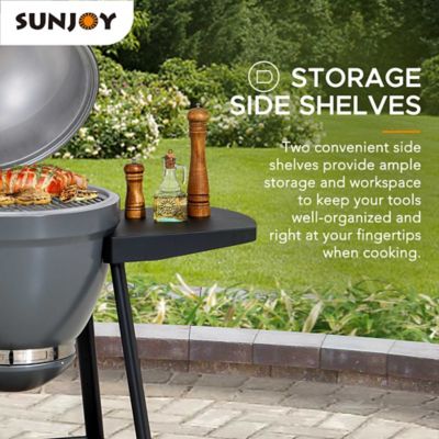 Image showing 6 th Sunjoy Charcoal Kamado Grill with Pizza Stone, 386 sq. in., Gray