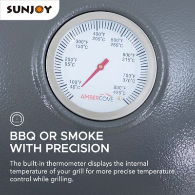 Image showing 7 th Sunjoy Charcoal Kamado Grill with Pizza Stone, 386 sq. in., Gray