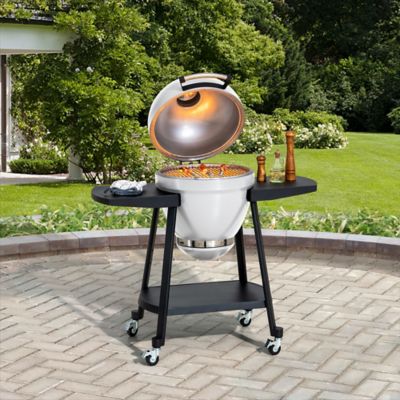 Image showing  Charcoal Kamado Grill with Pizza Stone, 386 sq. in., White