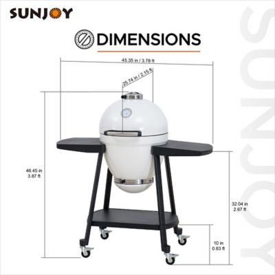 Image showing  Charcoal Kamado Grill with Pizza Stone, 386 sq. in., White