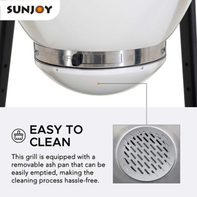 Image showing  Charcoal Kamado Grill with Pizza Stone, 386 sq. in., White