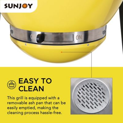 Image showing  Charcoal Kamado Grill with Pizza Stone, 386 sq. in., Yellow