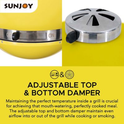 Image showing  Charcoal Kamado Grill with Pizza Stone, 386 sq. in., Yellow