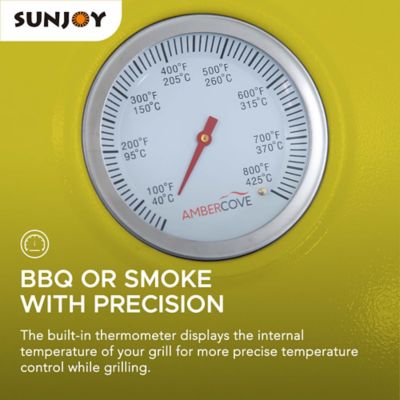 Image showing 5 th Sunjoy Charcoal Kamado Grill with Pizza Stone, 386 sq. in., Yellow