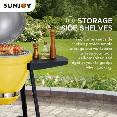 Image showing 7 th Sunjoy Charcoal Kamado Grill with Pizza Stone, 386 sq. in., Yellow