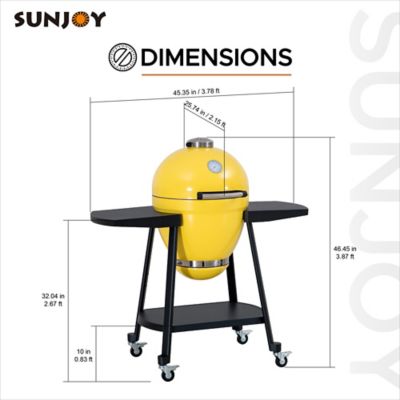 Image showing 8 th Sunjoy Charcoal Kamado Grill with Pizza Stone, 386 sq. in., Yellow