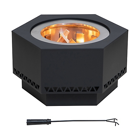 Sunjoy 26 in. Smokeless Fire Pit w/PVC Cover and Fire Poker