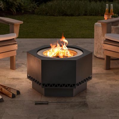 Image showing  26 in. Smokeless Wood-Burning Fire Pit with PVC Cover and Fire Poker