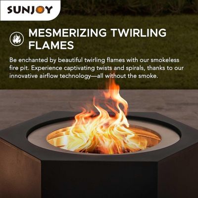 Image showing 5 th Sunjoy 26 in. Smokeless Wood-Burning Fire Pit with PVC Cover and Fire Poker