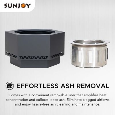 Image showing 7 th Sunjoy 26 in. Smokeless Wood-Burning Fire Pit with PVC Cover and Fire Poker