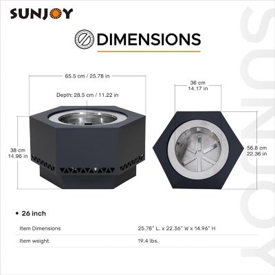 Image showing 9 th Sunjoy 26 in. Smokeless Wood-Burning Fire Pit with PVC Cover and Fire Poker