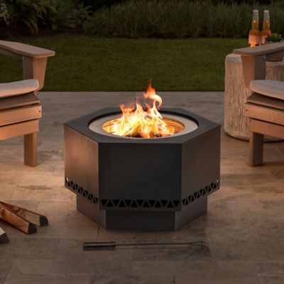Image showing  28 in. Smokeless Fire Pit with PVC Cover and Fire Poker