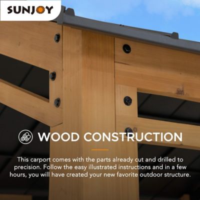 Image showing  11 ft. x 20 ft. Carport Cedar Framed Wood Gazebo