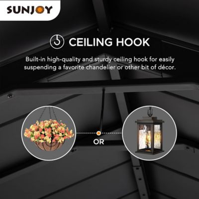 Image showing 5 th Sunjoy 11 ft. x 20 ft. Carport Cedar Framed Wood Gazebo