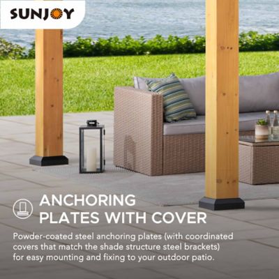 Image showing 6 th Sunjoy 11 ft. x 20 ft. Carport Cedar Framed Wood Gazebo