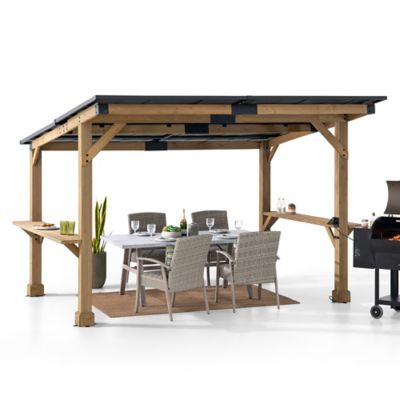 Sunjoy Wooden Grill Gazebo 10 ft. x 12 ft. Outdoor Cedar Frame BBQ Gazebo