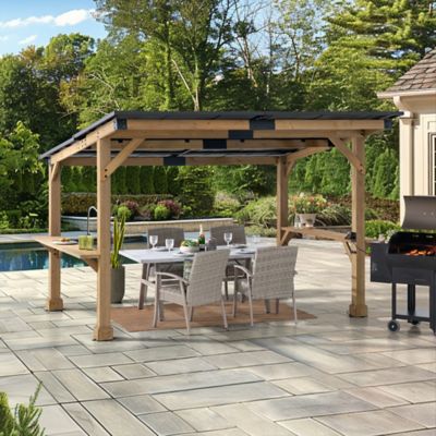 Image showing  10 ft. x 12 ft. Wooden Grill Gazebo Outdoor Cedar Frame BBQ Gazebo