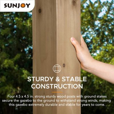 Image showing 5 th Sunjoy 10 ft. x 12 ft. Wooden Grill Gazebo Outdoor Cedar Frame BBQ Gazebo