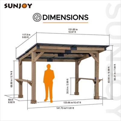 Image showing 7 th Sunjoy 10 ft. x 12 ft. Wooden Grill Gazebo Outdoor Cedar Frame BBQ Gazebo