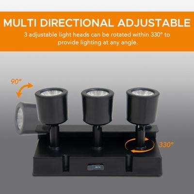 Image showing 6 th Sunjoy Black Adjustable LED Ceiling Spotlight Battery Powered 9W LED